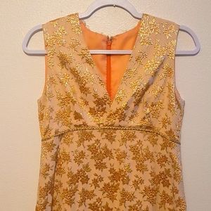 Vintage 60s 70s Metallic Brocade Empire Waist Maxi Dress (no tags)